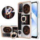 For OPPO A55 5G / A53s 5G / A54 4G Electroplating Dual-side IMD Phone Case with Ring Holder(Retro Radio) - 1