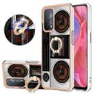 For OPPO A74 / A93 5G / A54 5G / A93s 5G Electroplating Dual-side IMD Phone Case with Ring Holder(Retro Radio) - 1