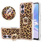 For OPPO A78 / A58 Electroplating Dual-side IMD Phone Case with Ring Holder(Leopard Print) - 1