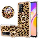 For OPPO A94 5G / A95 5G Electroplating Dual-side IMD Phone Case with Ring Holder(Leopard Print) - 1