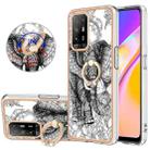 For OPPO A94 5G / A95 5G Electroplating Dual-side IMD Phone Case with Ring Holder(Totem Elephant) - 1
