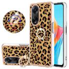 For OPPO A98 Electroplating Dual-side IMD Phone Case with Ring Holder(Leopard Print) - 1