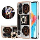 For OPPO A98 Electroplating Dual-side IMD Phone Case with Ring Holder(Retro Radio) - 1
