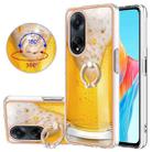 For OPPO A98 Electroplating Dual-side IMD Phone Case with Ring Holder(Draft Beer) - 1