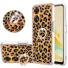For OPPO Reno8 T 4G Electroplating Dual-side IMD Phone Case with Ring Holder(Leopard Print) - 1