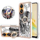 For OPPO Reno8 T 4G Electroplating Dual-side IMD Phone Case with Ring Holder(Totem Elephant) - 1
