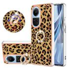 For OPPO Reno10 5G Global Electroplating Dual-side IMD Phone Case with Ring Holder(Leopard Print) - 1