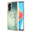 For OPPO A58 4G Electroplating Dual-side IMD Phone Case with Ring Holder(Smile) - 1