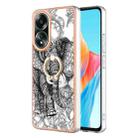 For OPPO A58 4G Electroplating Dual-side IMD Phone Case with Ring Holder(Totem Elephant) - 1