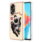 For OPPO A58 4G Electroplating Dual-side IMD Phone Case with Ring Holder(Lucky Dog) - 1