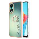 For OPPO A78 4G Electroplating Dual-side IMD Phone Case with Ring Holder(Smile) - 1
