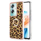 For OPPO A79 5G Global Electroplating Dual-side IMD Phone Case with Ring Holder(Leopard Print) - 1