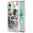 For OPPO Reno11 5G Global Electroplating Dual-side IMD Phone Case with Ring Holder(Totem Elephant) - 1