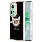 For OPPO Reno11 5G Global Electroplating Dual-side IMD Phone Case with Ring Holder(Natural Growth) - 1