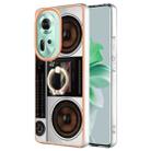 For OPPO Reno11 5G Global Electroplating Dual-side IMD Phone Case with Ring Holder(Retro Radio) - 1