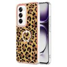 For OPPO Reno12 Global Electroplating Dual-side IMD Phone Case with Ring Holder(Leopard Print) - 1