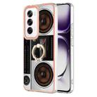 For OPPO Reno12 Global Electroplating Dual-side IMD Phone Case with Ring Holder(Retro Radio) - 1