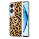 For OPPO A60 Electroplating Dual-side IMD Phone Case with Ring Holder(Leopard Print) - 1