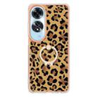 For OPPO A60 Electroplating Dual-side IMD Phone Case with Ring Holder(Leopard Print) - 2