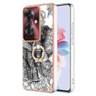 For OPPO Reno11 F 5G Global Electroplating Dual-side IMD Phone Case with Ring Holder(Totem Elephant) - 1