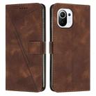 For Xiaomi Mi 11 Lite Dream Triangle Leather Phone Case with Lanyard(Brown) - 1