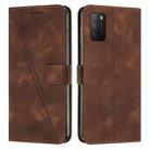 For Xiaomi Poco M3 / Redmi 9T Dream Triangle Leather Phone Case with Lanyard(Brown) - 1