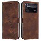 For Xiaomi Poco X4 Pro 5G Dream Triangle Leather Phone Case with Lanyard(Brown) - 1