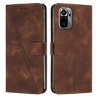 For Xiaomi Redmi Note 10 4G / Note 10S Dream Triangle Leather Phone Case with Lanyard(Brown) - 1