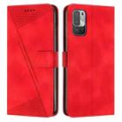 For Xiaomi Redmi Note 10 5G / Note 10T 5G Dream Triangle Leather Phone Case with Lanyard(Red) - 1