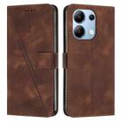 For Xiaomi Redmi Note 13 4G Global Dream Triangle Leather Phone Case with Lanyard(Brown) - 1