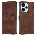 For Xiaomi Redmi 13 4G Dream Triangle Leather Phone Case with Lanyard(Brown) - 1