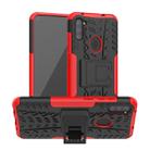For Samsung Galaxy A11（US Version）Tire Texture Shockproof TPU+PC Protective Case with Holder(Red) - 1