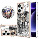 For Xiaomi Poco F5 / Redmi Note 12 Turbo Electroplating Dual-side IMD Phone Case with Ring Holder(Totem Elephant) - 1
