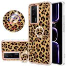 For Xiaomi Poco F5 Pro 5G / Redmi K60 Electroplating Dual-side IMD Phone Case with Ring Holder(Leopard Print) - 1