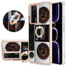 For Xiaomi Poco F5 Pro 5G / Redmi K60 Electroplating Dual-side IMD Phone Case with Ring Holder(Retro Radio) - 1