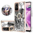 For Xiaomi Redmi Note 12S 4G Electroplating Dual-side IMD Phone Case with Ring Holder(Totem Elephant) - 1