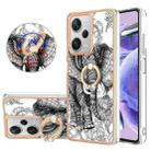 For Xiaomi Redmi Note 12 Pro+ Global Electroplating Dual-side IMD Phone Case with Ring Holder(Totem Elephant) - 1