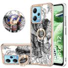 For Xiaomi Redmi Note 12 5G Global Electroplating Dual-side IMD Phone Case with Ring Holder(Totem Elephant) - 1