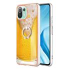 For Xiaomi 11 Lite Electroplating Dual-side IMD Phone Case with Ring Holder(Draft Beer) - 1