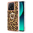 For Xiaomi 13T / 13T Pro Electroplating Dual-side IMD Phone Case with Ring Holder(Leopard Print) - 1