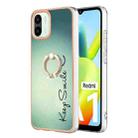 For Xiaomi Redmi A1 Electroplating Dual-side IMD Phone Case with Ring Holder(Smile) - 1