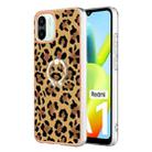 For Xiaomi Redmi A1 Electroplating Dual-side IMD Phone Case with Ring Holder(Leopard Print) - 1