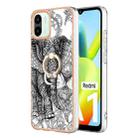 For Xiaomi Redmi A1 Electroplating Dual-side IMD Phone Case with Ring Holder(Totem Elephant) - 1