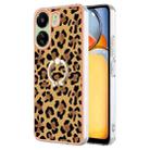 For Xiaomi Redmi 13C 4G Electroplating Dual-side IMD Phone Case with Ring Holder(Leopard Print) - 1