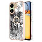 For Xiaomi Redmi 13C 4G Electroplating Dual-side IMD Phone Case with Ring Holder(Totem Elephant) - 1