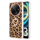 For Xiaomi Redmi A3 Electroplating Dual-side IMD Phone Case with Ring Holder(Leopard Print) - 1