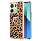 For Xiaomi Redmi Note 13 4G Global Electroplating Dual-side IMD Phone Case with Ring Holder(Leopard Print) - 1