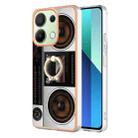 For Xiaomi Redmi Note 13 4G Global Electroplating Dual-side IMD Phone Case with Ring Holder(Retro Radio) - 1