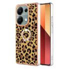 For Xiaomi Redmi Note 13 Pro 4G/Poco M6 Pro 4G Electroplating Dual-side IMD Phone Case with Ring Holder(Leopard Print) - 1