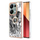 For Xiaomi Redmi Note 13 Pro 4G/Poco M6 Pro 4G Electroplating Dual-side IMD Phone Case with Ring Holder(Totem Elephant) - 1